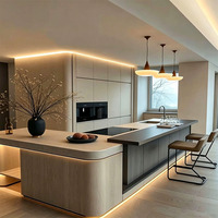 KOJOON Villa - Armoires de cuisine en bois au design moderne personnalisé, taille personnalisable, finition brillante, armoires de cuisine modulaires avec îlots
