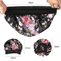 Bonnet en satin floral bonnet à cheveux en soie noire grand bonnet de sommeil pour femmes bonnet de nuit protecteur cheveux bouclés enveloppement douche bonnet de sommeil