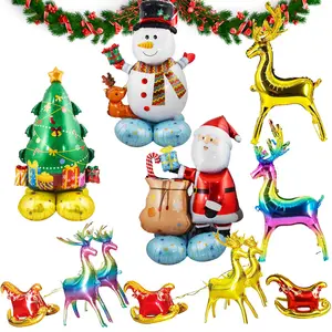 Reusable Inflatable 4D Standing Cartoon Print Merry Christmas Foil Balloon for Parties Decorations