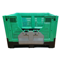 Conteneur de palette en plastique pliable empilable empilable de stockage en vrac de fruits de légumes ventilés par hdpe résistant avec la porte