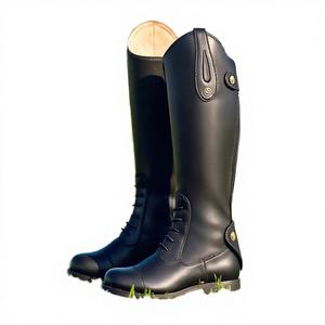 Bottes d'équitation pour femmes, hauteur genou, style western, talon bas, bout carré, fermeture éclair arrière, semelle intérieure EVA unie - Product Image 3