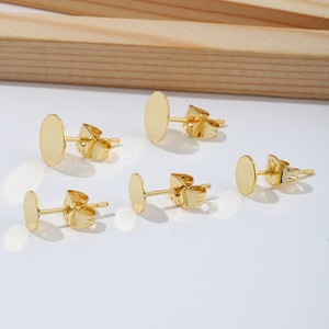 Pendientes de oro de 14 quilates que preservan el color, aguja de plata 925, pieza plana + tapones chapados en cobre, accesorio DIY auténtico de 18 quilates A21F - Product Image 3