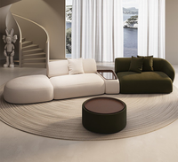 Ensemble de canapés modulaires en velours de luxe moderne, design en forme de L, structure en bois, éponge haute densité pour appartement, villa, salon
