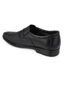 Black Signature Textured <b>Slip</b>-On Casual Formal Shoes for Men Stylish Office Wear Comfortable Lightweight Regular Fit Business - Product Image 4