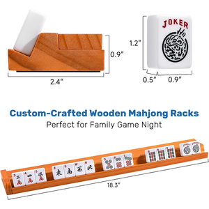 Set di Tessere Mahjong Americano al Miglior Prezzo, 166 Tessere in Melamina, Supporti/Spingitori in Legno e Indicatore del <span class=keywords><strong>Vento</strong></span>, 100 Fiches, 3 Dadi con Borsa - Product Image 3