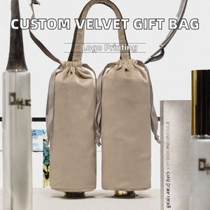 Bolsa de Lujo de Gamuza Beige con Cordón, Bolsa Larga con Cierre de Cinta, Bolsa de Viaje para Guardar Brochas de Maquillaje y Joyas - Product Image 2