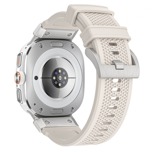 HUANLONG para Samsung Galaxy Watch, correas ultra clásicas, pulsera de reloj inteligente transpirable de silicona de lujo con adaptador plateado - Product Image 3