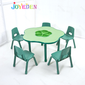 Best Quality Flower Shape Preschool Kindergarten Furniture Sets Kids Wooden Table and Chairs Set with Toys <strong>Basket</strong> - Product Image 2