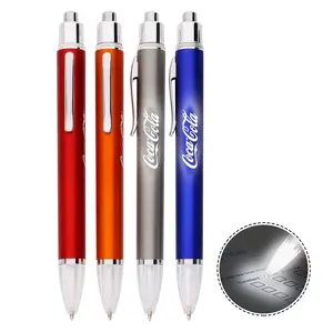 Logo stampa all'ingrosso illuminato punta penna torcia scrittura penne a sfera LED Penlight Light Up Pen per ufficio OEM