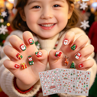 Autocollants pour ongles de Noël en relief 5D avec rennes et flocons de neige, rouge et vert, festifs pour la manucure d'hiver