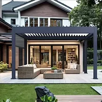 Pergola Bioclimatique Motorisée en Aluminium pour Extérieur, Toit à Lames Orientables, Imperméable, Moderne, pour Jardin, Terrasse, Protection Solaire Toutes Saisons, Finition Poudrée