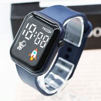 Jam Tangan Digital Fashion Layar LED Persegi Tali Silikon Jam Tangan Pintar Pelajar