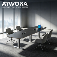ATWOKA Ovaler Konferenztisch Moderner Büro-Besprechungstisch Büro-Sitzungstisch-Set