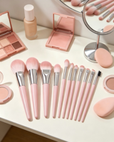 Ensemble de pinceaux de luxe professionnels artisanaux pour le visage, les yeux, le fond de teint, le correcteur, l'eye-liner, le mascara, 11 pièces, synthétiques et plats