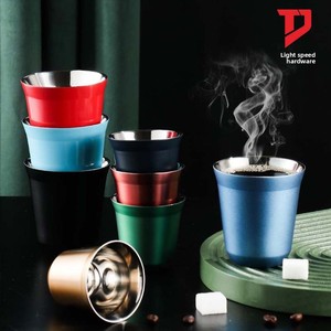 Tazza da caffè espresso/latte in acciaio inossidabile a doppio strato, resistente alle cadute, per viaggi all'aperto, tazza da birra portatile dal design semplice - Product Image 4