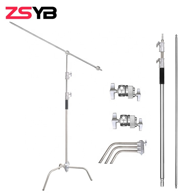 ZSYB C Stand Professional Photography Light Kitting Multi-Function Stainless Steel Heavy Duty C-Stand With Extension Arm