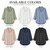 Chemise personnalisée pour femme en mélange de lin rayé, col à revers, manches longues, coupe ample, boutonnée, pour le printemps, l'été et le quotidien