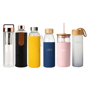 Wholesale high quality large capacity sports bottle glass <span class=keywords><strong>rose</strong></span> gold stainless steel cover - Product Image 1
