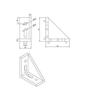 Produttore cinese 1028, staffa angolare triangolare in alluminio pressofuso a 2 lati con 4 fori, dimensioni 27*60, per profili in alluminio 3030, 3060, 6060. - Product Image 5