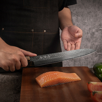 Cuchillo Sujihiki de Damasco de 71 Capas SLD, 62 HRC, Cuchillo Japonés de Doble Bisel para Rebanar, Acabado Piel de Pera, Cuchillo Yanagiba para Sashimi
