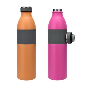 2024 Custom Logo 750ml Double Wall Magnetic Lid Vacuum Steel Water Bottle with Spoon Eco-Friendly Rubber Sleeve - Product Image 1
