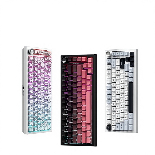 Tri-mode Wireless Mechanical Keyboard K81 Custom Color-block Design Knob Low-profile Keycaps Hot-swappable Switches Backlit