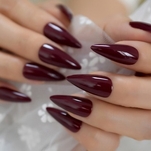 Sharp brun chocolat <span class=keywords><strong>faux</strong></span> ongles couverture complète Point moyen Long Gel artificiel ongles Art <span class=keywords><strong>Simple</strong></span> quotidien manucure accessoires L5616 - Product Image 4