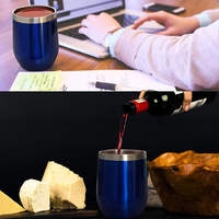 Gobelets à vin en acier inoxydable à double paroi de luxe dorés de 350 ml, tasse à café isolée sous vide de 12 oz avec couvercle à trou d'aération