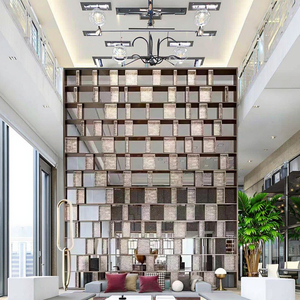 Homedeco nghệ thuật Deco trong nhà phòng Divider Home LED Glass Kim Loại màn hình sự riêng tư gấp bằng gỗ kính màn hình phòng - Product Image 1