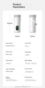 Nouvelle bouilloire électrique sans fil portable One-Touch <span class=keywords><strong>thermos</strong></span> à chauffage rapide <span class=keywords><strong>avec</strong></span> contrôle de la température <span class=keywords><strong>USB</strong></span> et alimenté par <span class=keywords><strong>batterie</strong></span> - Product Image 5