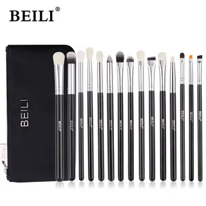 Beili Groothandel Zachte Geit Gair Precieze En Dunne Platte Top Wenkbrauw Eyeliner Oogschaduw Borstel Cosmetische Oogborstel Set Make-Up Kits