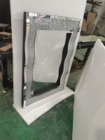 Verre rempli de diamant du marché européen miroir en cristal de style vague unique pour la maison hôtel/chambre/salon/salle de bain