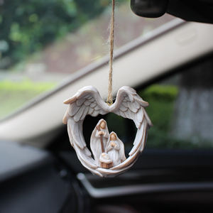 अभिभावक देवदूत के साथ पवित्र परिवार धार्मिक जन्म दृश्य क्रिसमस पेड़ इनडोर टेबलटॉप सजावट के लिए गहने - Product Image 5