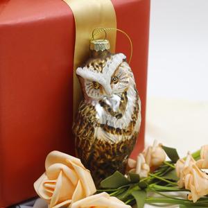 จี้แก้วรูปนกฮูกพิมพ์ลาย UV วาดด้วยมือ ตกแต่งต้นคริสต์มาส สีแดง ปรับแต่งได้ - Product Image 3