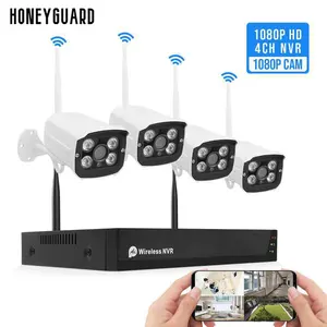 Câmera de segurança Wi-Fi CCTV Sistema de câmeras de segurança sem fio Tuya Smart Life App NVR Kit Camera De Surveillance HD 2MP 4CH