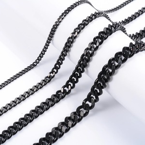Collier chaîne gourmette cubaine Miami à maillons épais en acier inoxydable pour homme et femme, noir, style punk, hip-hop, rock, choker, bijou en métal, cadeau - Product Image 1