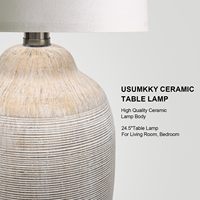 Lampe de table vintage en céramique de 24 pouces avec cordon de 5 pieds, lampe de chevet rustique de style farmhouse avec finition texturée naturelle