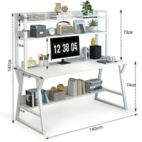 Bureau d'ordinateur compact 120 cm avec étagère de rangement, table PC, bureau d'étude pour étudiant à domicile avec porte-livres