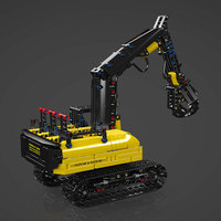 MOULD KING 17077 Kits de construction techniques 866 pièces Grappin à bois motorisé hydraulique sur chenilles Jouets pour enfants Camion Briques