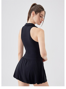 Top Deportivo sin Mangas para Mujer, Cuello Polo, Espalda Cruzada, con Relleno Incorporado, Elástico, Ajustado, de Secado Rápido, para Yoga, Tenis, Golf y Fitness - Product Image 2