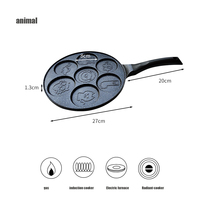 Antiadhésif 7 trous sourire modèle moulage sous pression poêle à frire crêpe aluminium antiadhésif oeuf gâteau poêle à frire plat sans bâton enfants poêle à frire