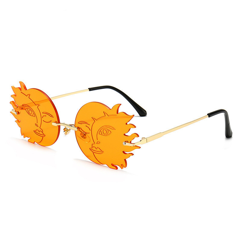 Sol Luna sonriente gafas de sol de moda más nuevo 2020 lindo sin montura tonos de diseñador de lujo metal llama