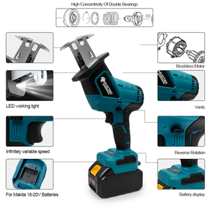 สำหรับ <span class=keywords><strong>Makita</strong></span> <span class=keywords><strong>เลื่อย</strong></span>ไฟฟ้าแบบใช้มือถือแบตเตอรี่18V สำหรับใช้ในสวน<span class=keywords><strong>เลื่อย</strong></span>ไฟฟ้าแบบไม่มีแปรงถ่านสำหรับอุตสาหกรรม - Product Image 4