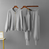 Nouvel ensemble de vêtements 3 pièces : veste en tricot, cardigan, débardeur, pull, survêtement, vêtements en tricot pour femmes, pantalon à poche