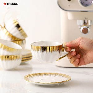<strong>Turkish</strong> Gold Trip Espresso Cappuccino Nordic Style Eco-Friendly Microwave Safe Luxury Porcelain Customizable <strong>Coffee</strong> <strong>Cup</strong> Saucer - Product Image 3