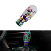 Tuas pemindah gigi mobil Universal, 10 cm transparan bunga bawah air kristal Resin tombol pemindah silinder bunga JDM balap