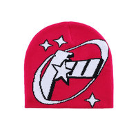 Bonnet tricoté personnalisé à faible MOQ, imprimé intégral jacquard, style Y2K gothique, sans revers, pour l'hiver, avec logo