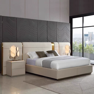 <span class=keywords><strong>Lit</strong></span> en cuir de luxe de style italien Villa haut de gamme grand <span class=keywords><strong>écran</strong></span> grand dossier coussin doux chambre <span class=keywords><strong>lit</strong></span> double King Size - Product Image 2