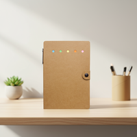 Carnet promotionnel à spirale en kraft, bloc-notes autocollant, bloc-notes en papier kraft, stylo à bille, papeterie de bureau, sérigraphie