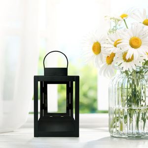 Lámpara de viento cuadrada de hierro forjado con diseño de vela, lámpara de viento navideña y candelabro, nuevo diseño, lámpara de mesa con efecto de danza de viento y fuego - Product Image 3